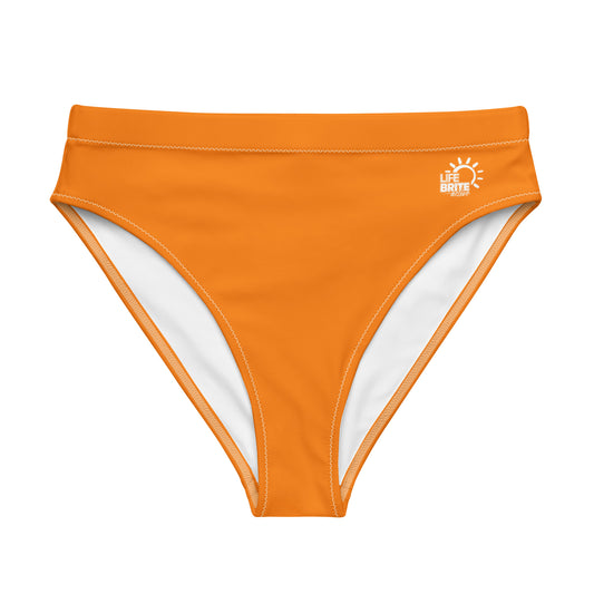 Brighten Women's High-waisted Bikini Bottom - Outrageous Orange